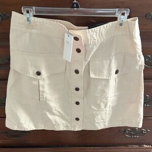 Banana Republic Button-Front Utility Linen Blend Mini Skirt